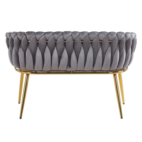 ELEGANCKA SOFA DO SALONU LUB GABINETU ROSE SZARY VELVET ZŁOTE METALOWE NOGI - TYŁ